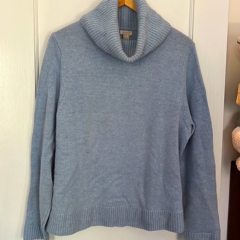 J.Crew Wool Blend Size XL Sky Blue Turtleneck Sweater